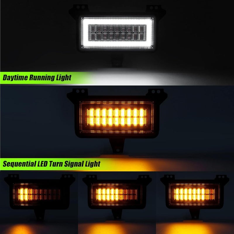 ATLEDLT LED Turn Marker Signal DRL Lights Compatible with 1983-1988 Chevy GMC C/K,R/V, Blazer,Jimmy,Suburban GM2520122 915908 Truck Amber Sequential Turn Signal,White DRL Parking Lamps,2PCS Smoke Lens - Image 3
